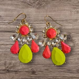 Vibrant Gold and Pink Drop Earrings